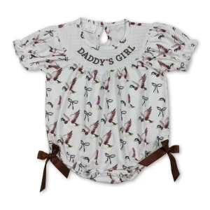 Daddy's Girl Duck Bow Baby Girl Romper - Thumbnail Image 2