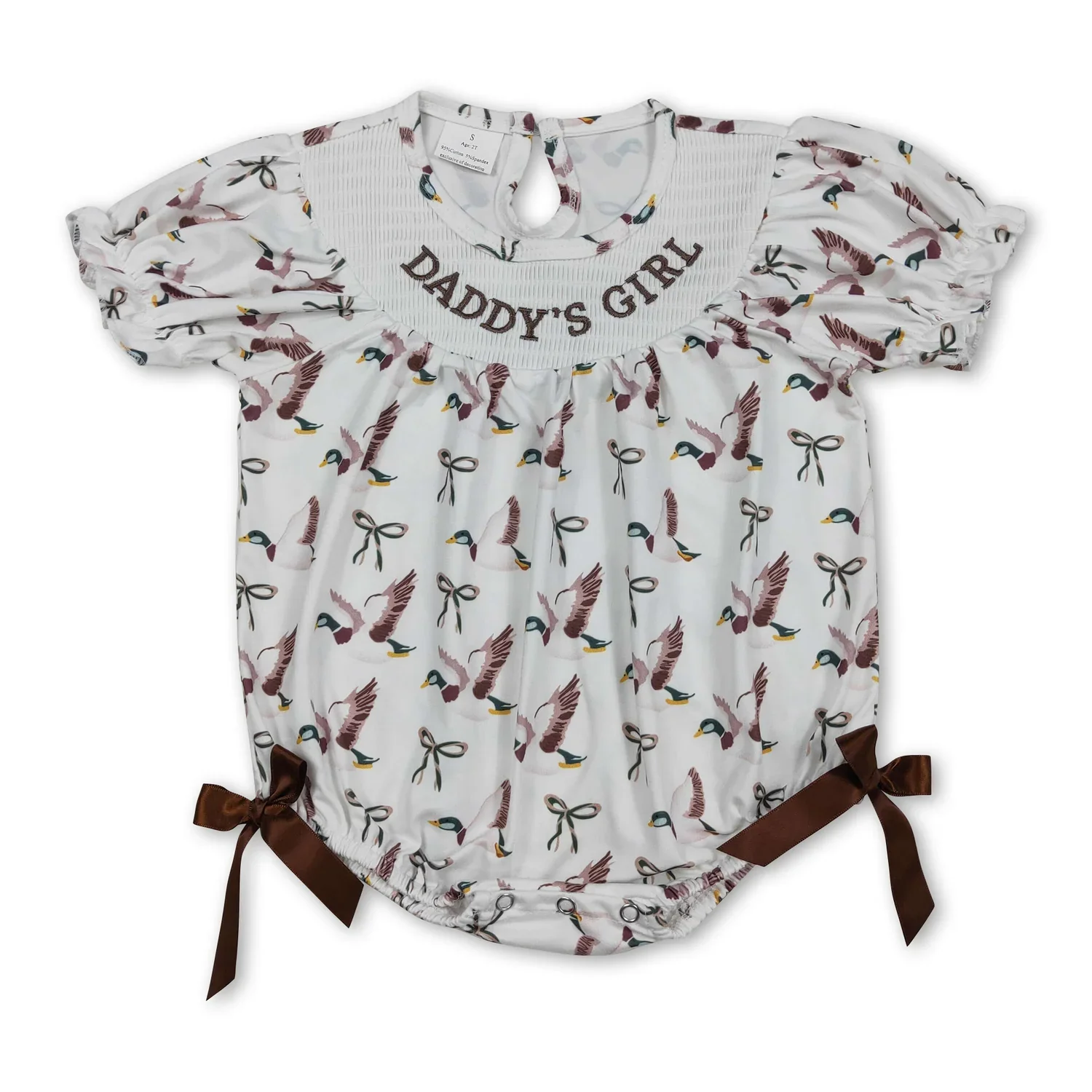 Daddy's Girl Duck Bow Baby Girl Romper - Image 2