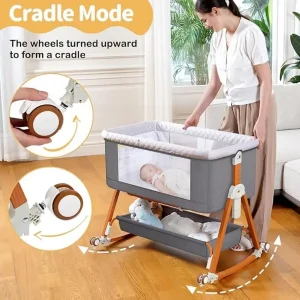 3-in-1 Foldable Baby Crib with Wheels & Rocking - Thumbnail Image 3