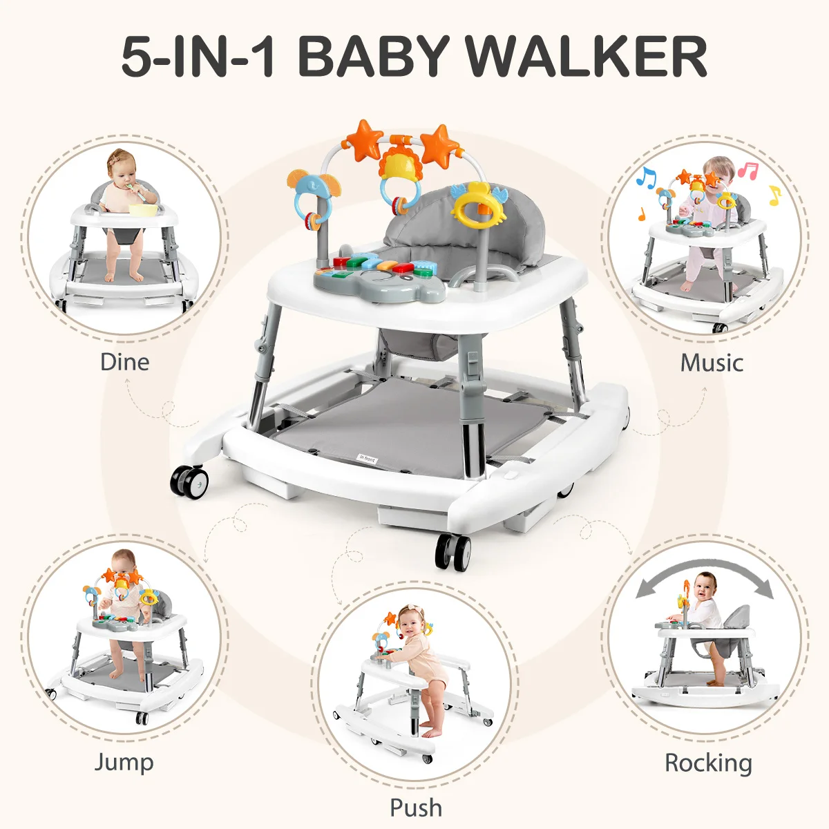 5-in-1 Foldable Baby Walker - Image 2