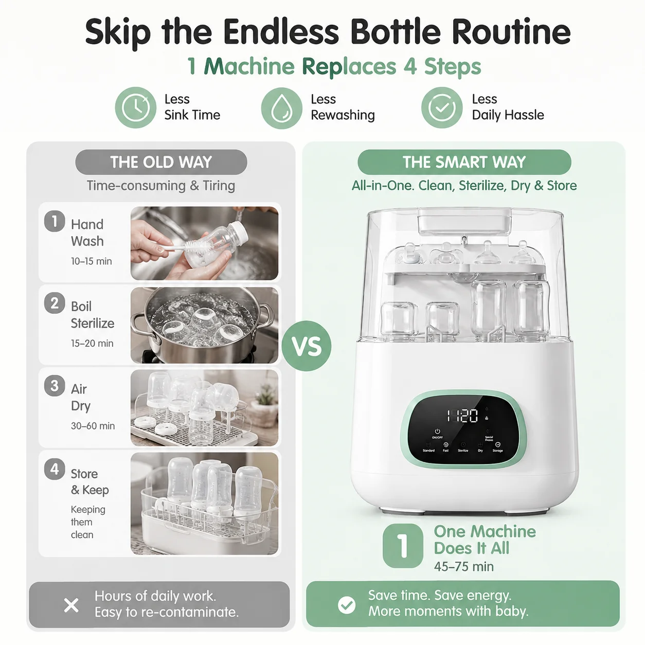 4-in-1 Baby Bottle Washer, Sterilizer, Clean/Dryer - Image 5