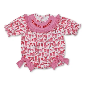 Mama's Bestie Smocked Bow Baby Girl Romper