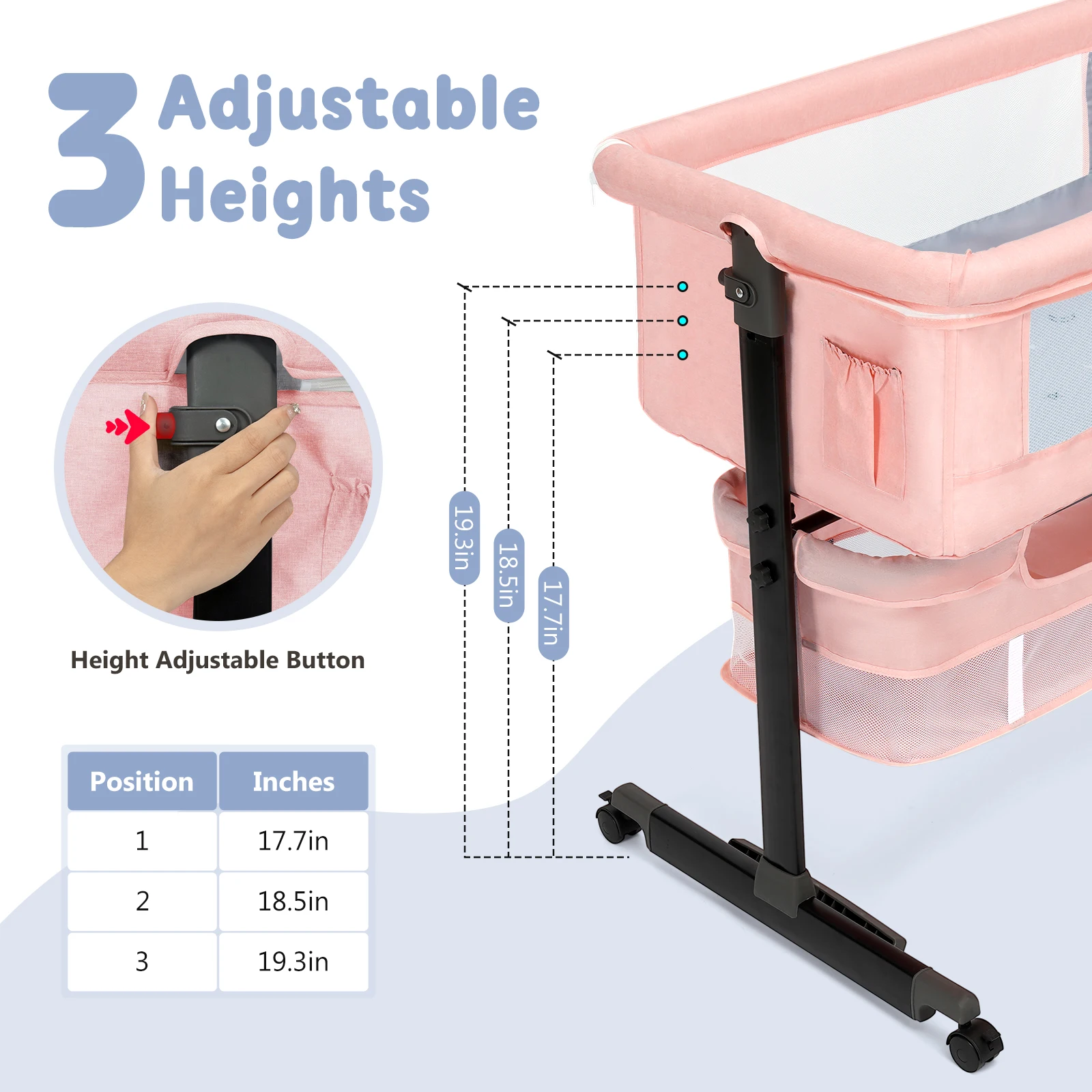 Portable Foldable Baby Bassinet with Storage - Image 2