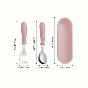 3-Pc Stainless Steel Baby Spoon & Fork Set - Thumbnail Image 2
