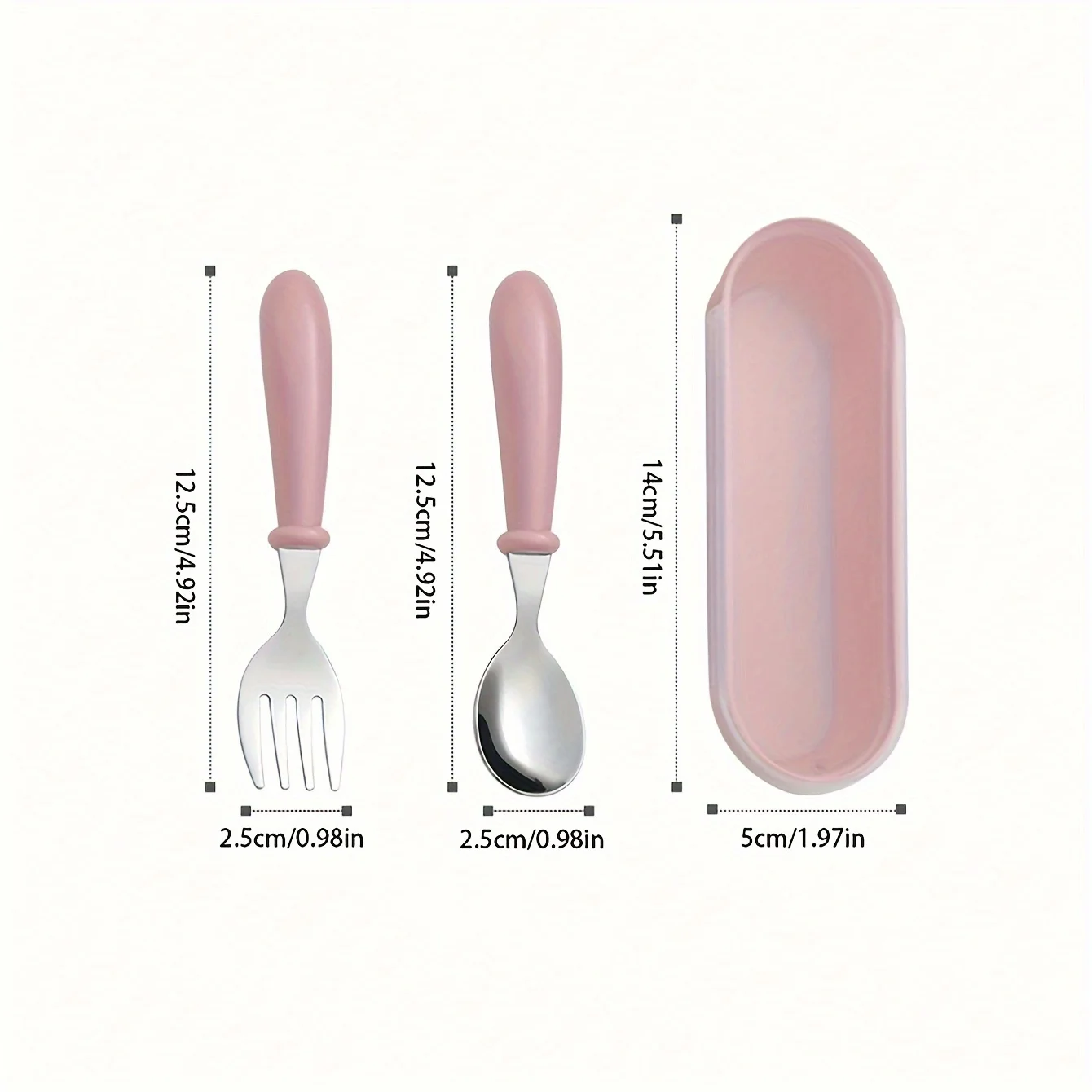 3-Pc Stainless Steel Baby Spoon & Fork Set - Image 2
