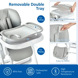 Foldable Baby High Chair with Adjustable Recline - Thumbnail Image 4