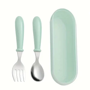 3-Pc Stainless Steel Baby Spoon & Fork Set - Thumbnail Image 3