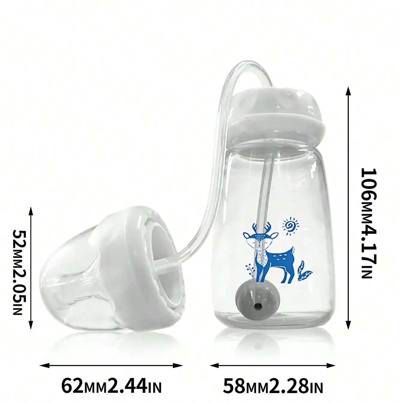 5oz/150ml Hands-Free Bottle with Straw & Brush - Image 5