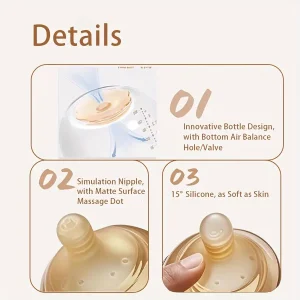 4/8oz Wide-Neck Borosilicate Glass Baby Bottles - Thumbnail Image 3