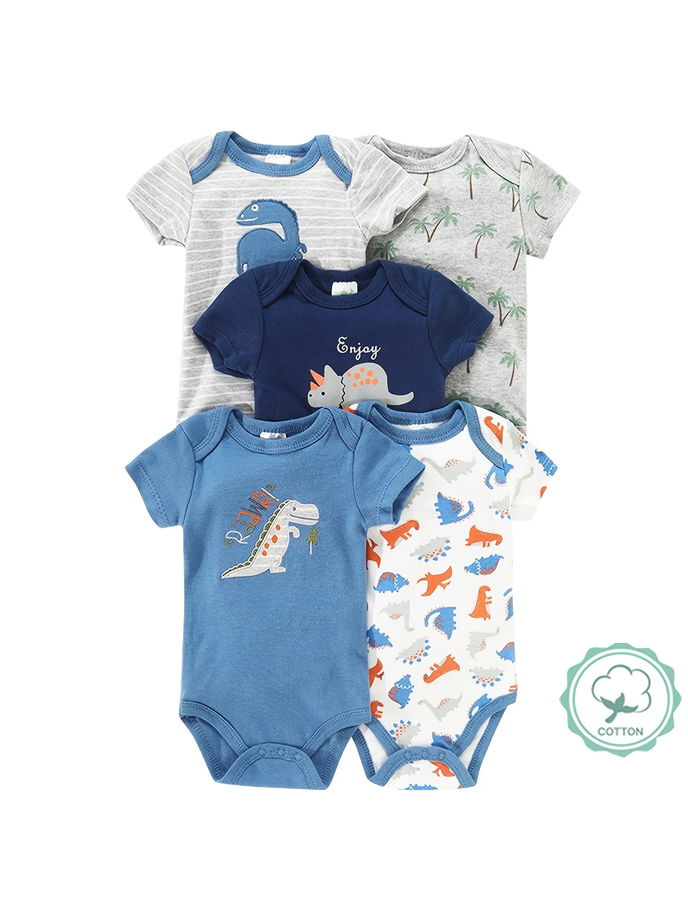 5pcs Baby Boy Triangle Rompers - Image 1