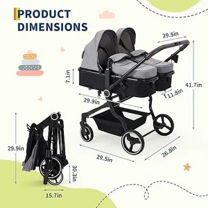 Lightweight Double Stroller for Newborn & Toddler - Thumbnail Image 3