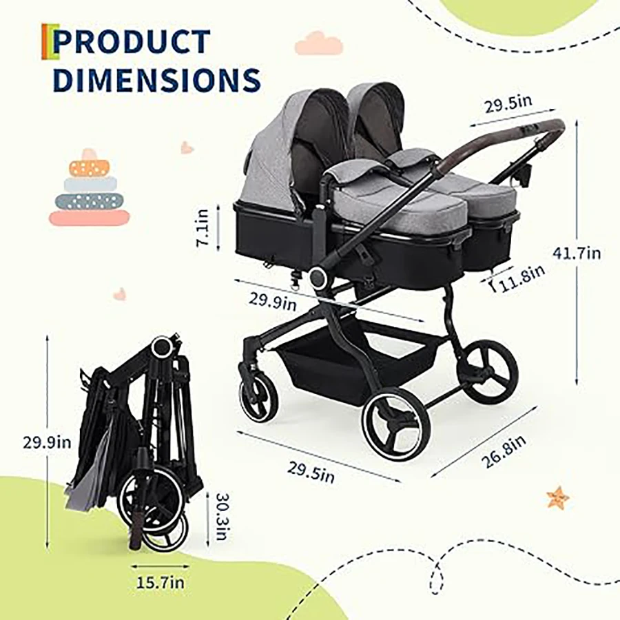 Lightweight Double Stroller for Newborn & Toddler - Image 3