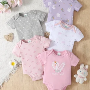 5-Pack Baby Girl Floral Rompers - Thumbnail Image 3
