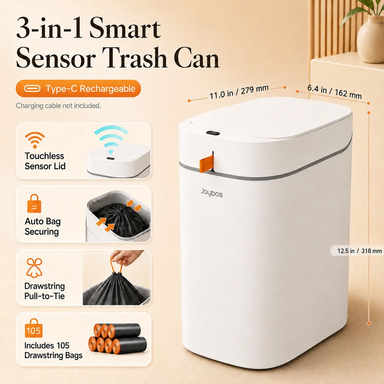Smart Touchless Trash Can with Auto-Lining - Image 4