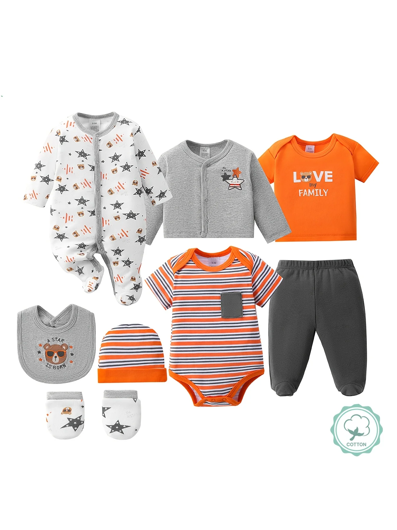 8-Pc Soft Unisex Newborn Layette Set - Image 1