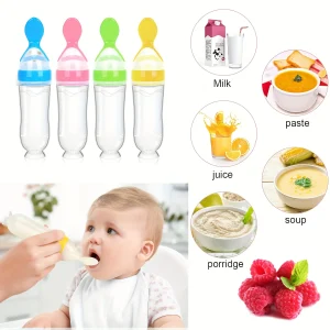 3 oz Silicone Baby Spoon Feeder Bottle