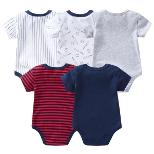 5-Pack Baby Boy Short Sleeve Cotton Rompers - Thumbnail Image 3