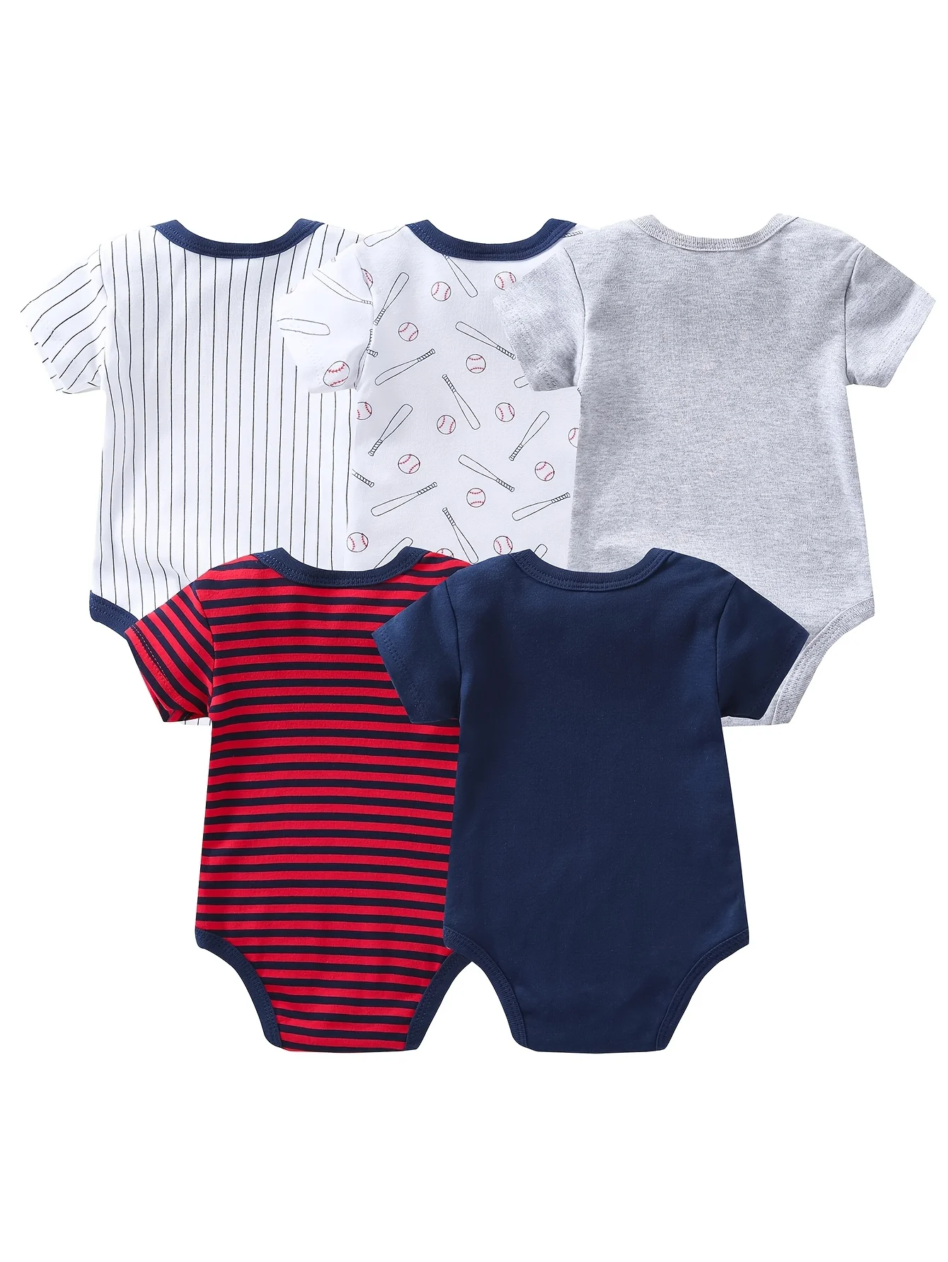 5-Pack Baby Boy Short Sleeve Cotton Rompers - Image 3