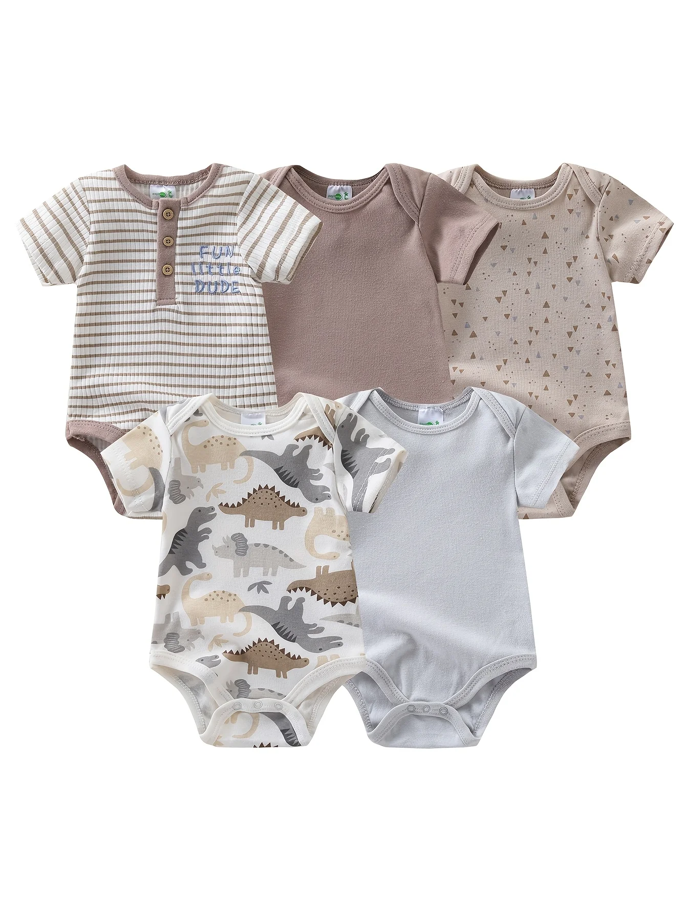 5pcs Newborn Baby Boy Short Sleeve Bodysuits - Image 2