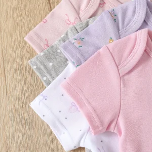 5-Pack Baby Girl Floral Rompers - Thumbnail Image 5