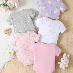 5-Pack Baby Girl Floral Rompers - Thumbnail Image 2