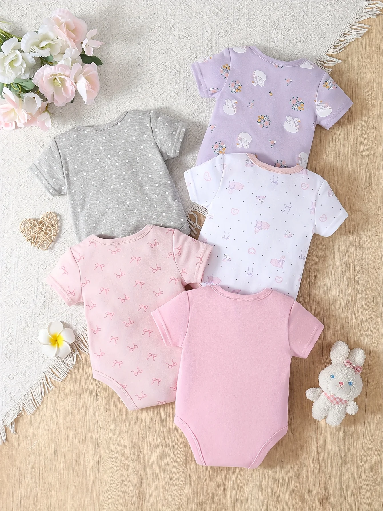 5-Pack Baby Girl Floral Rompers - Image 2