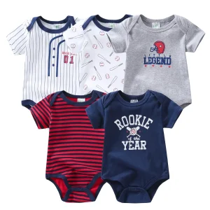 5-Pack Baby Boy Short Sleeve Cotton Rompers - Thumbnail Image 2
