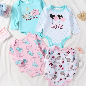 4-pc Baby Girl Long Sleeve Bodysuits