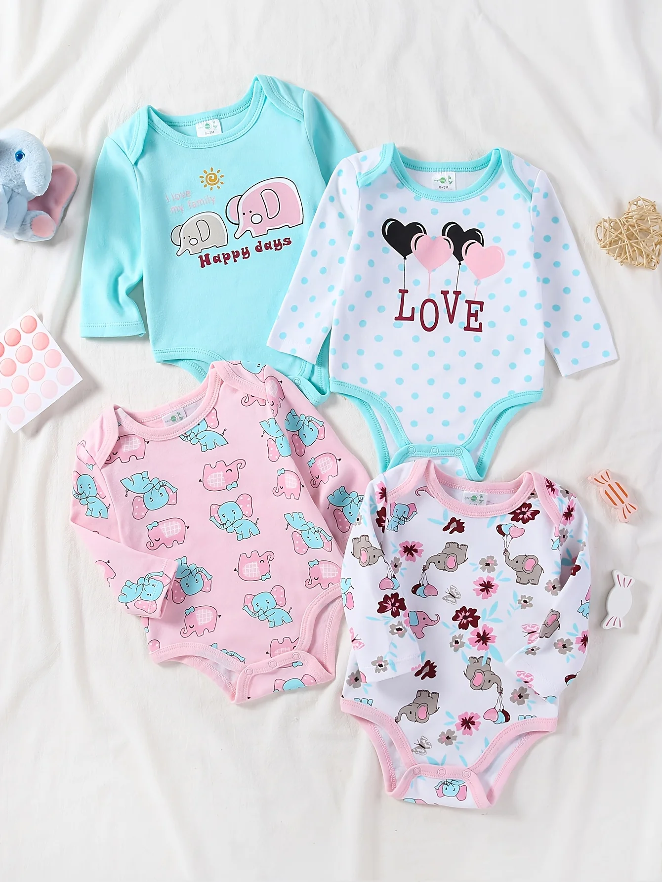 4-pc Baby Girl Long Sleeve Bodysuits - Image 4