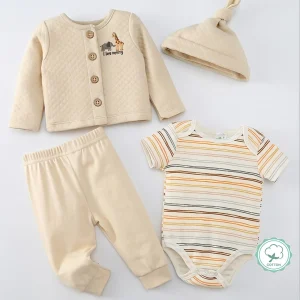 4-Pc Baby Girl Winter Outfit Set with Coat & Hat