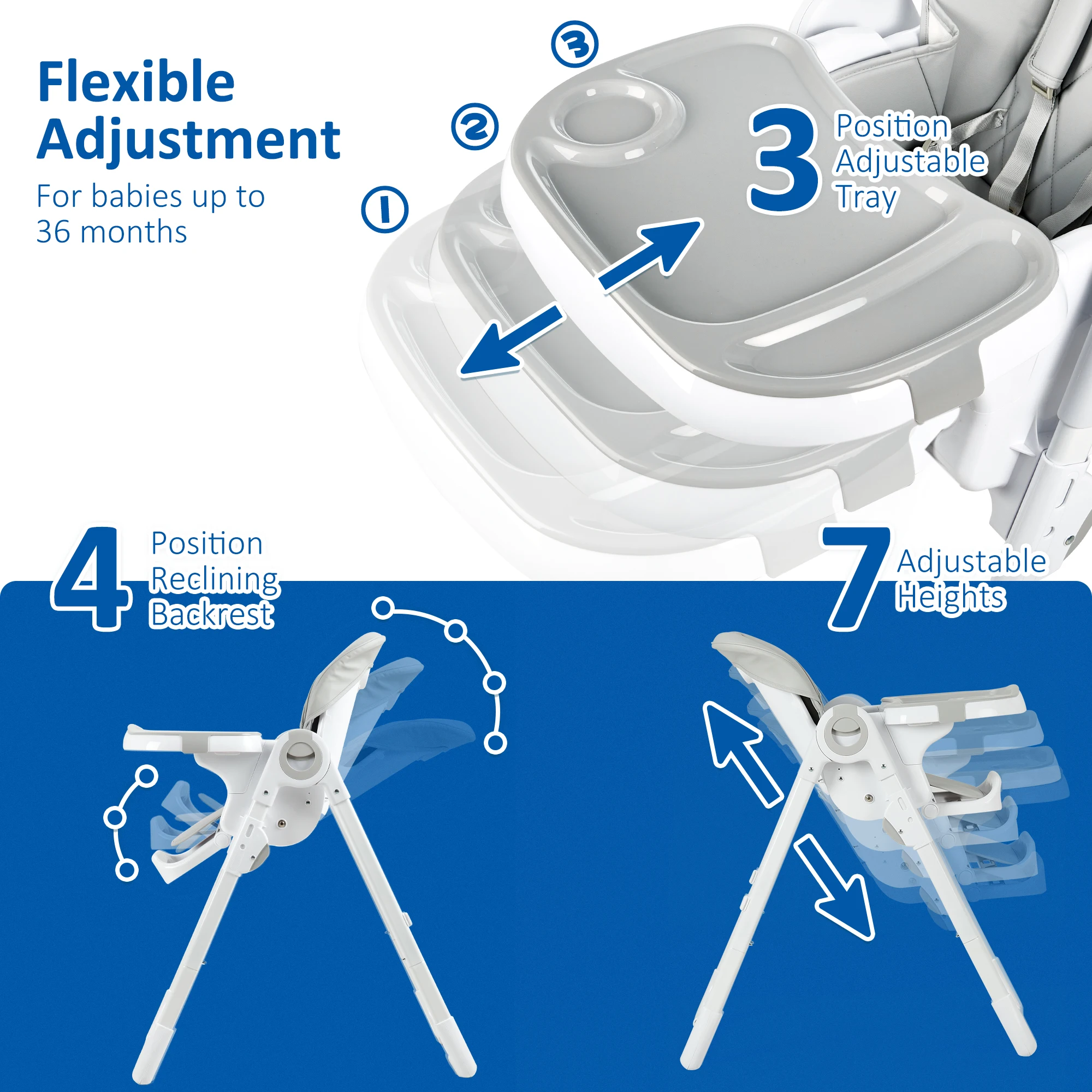 Foldable Baby High Chair with Adjustable Recline - Image 5