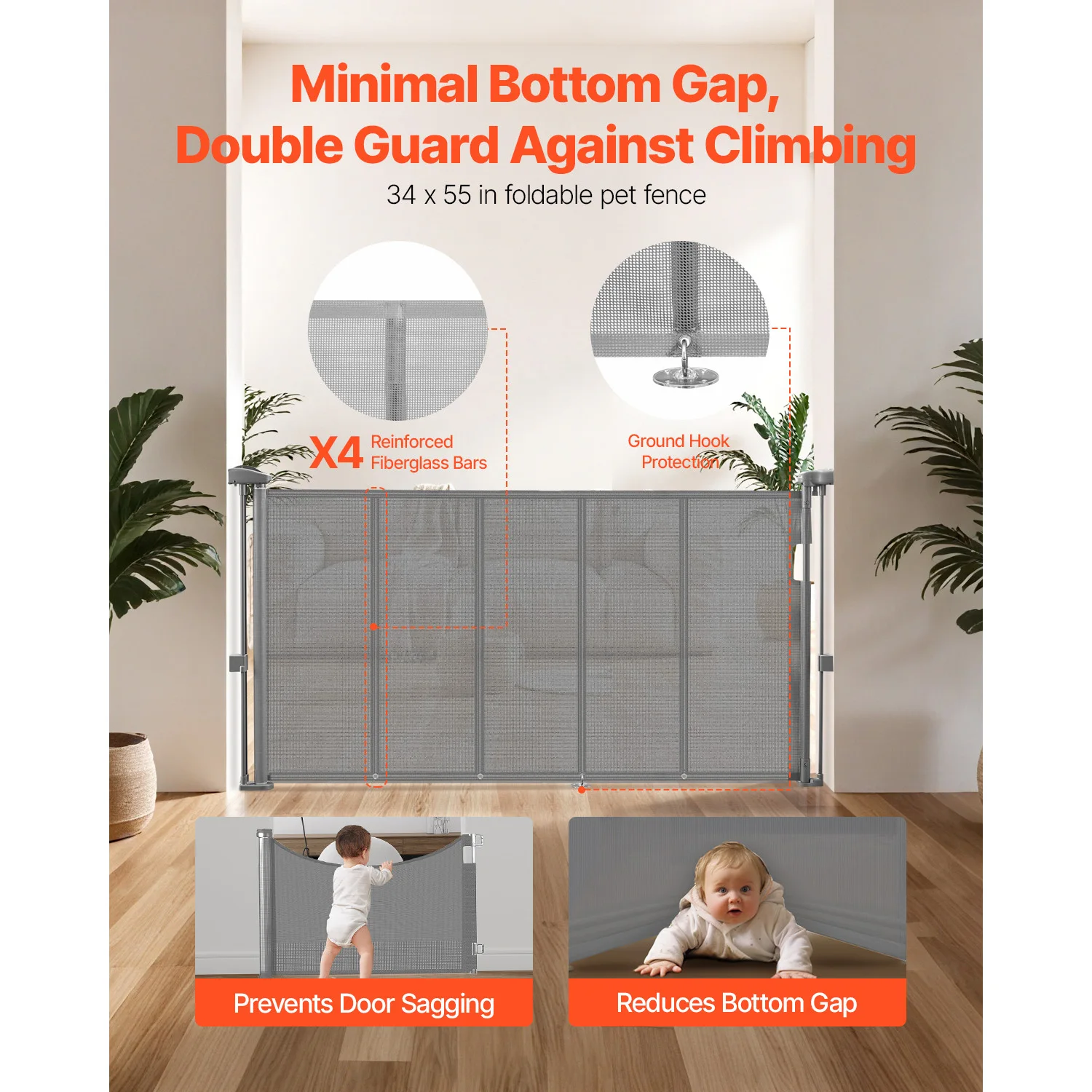 Retractable Baby Gate 34in Tall, Extra Wide Safety Gate - Image 2