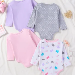 4pcs Baby Girls Long Sleeve Bodysuits - Thumbnail Image 3