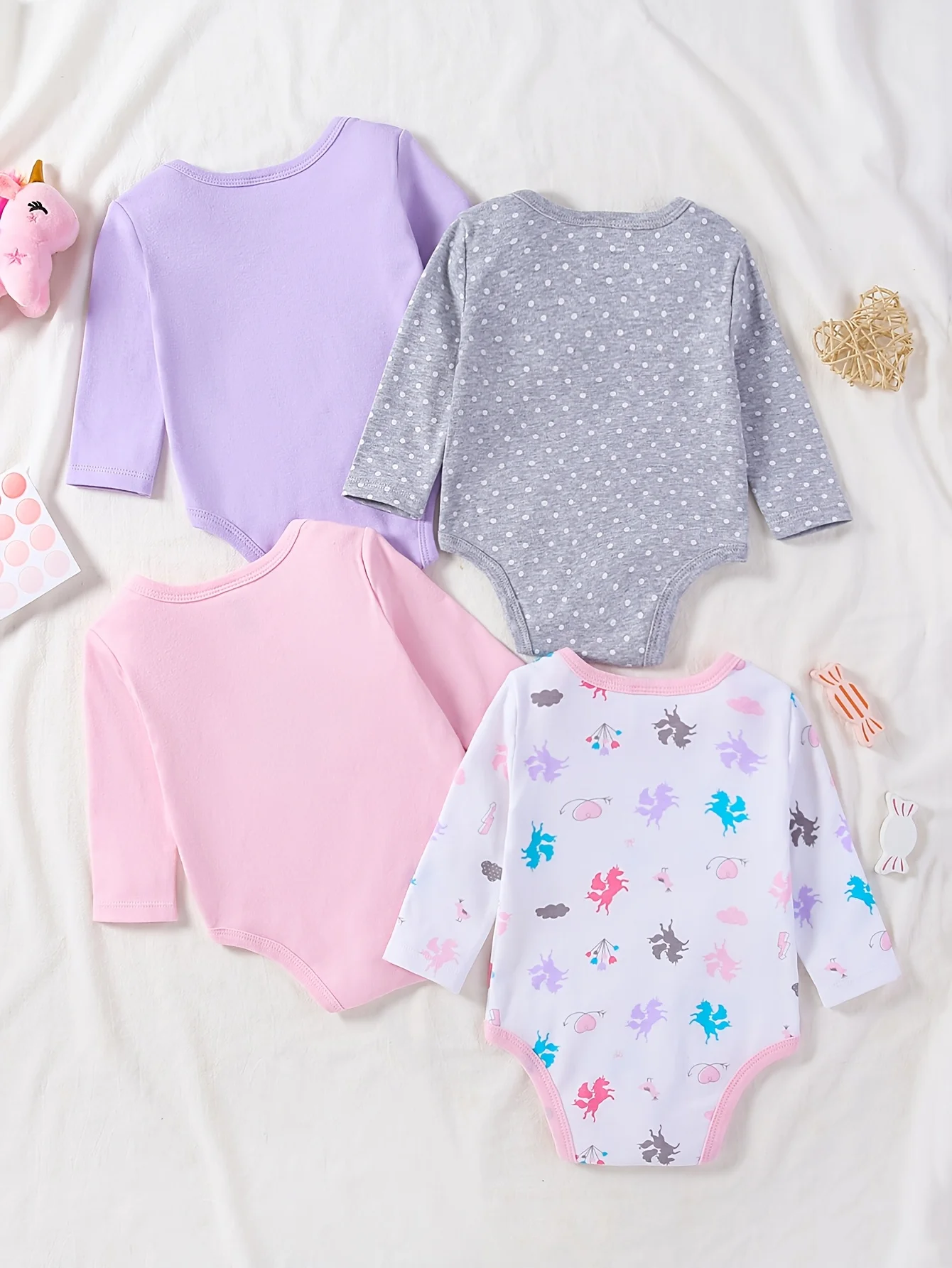 4pcs Baby Girls Long Sleeve Bodysuits - Image 3