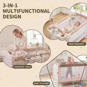 5-in-1 Playard for Babies with Bassinet, - Thumbnail Image 2