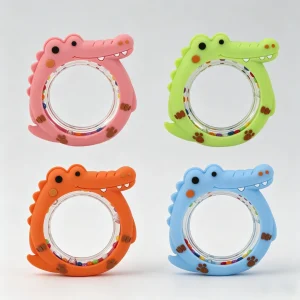 Crocodile Baby Teething Rattle Toy Set – 4 Pack