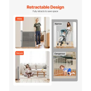 Retractable Baby Gate 34in Tall, Extra Wide Safety Gate - Thumbnail Image 4
