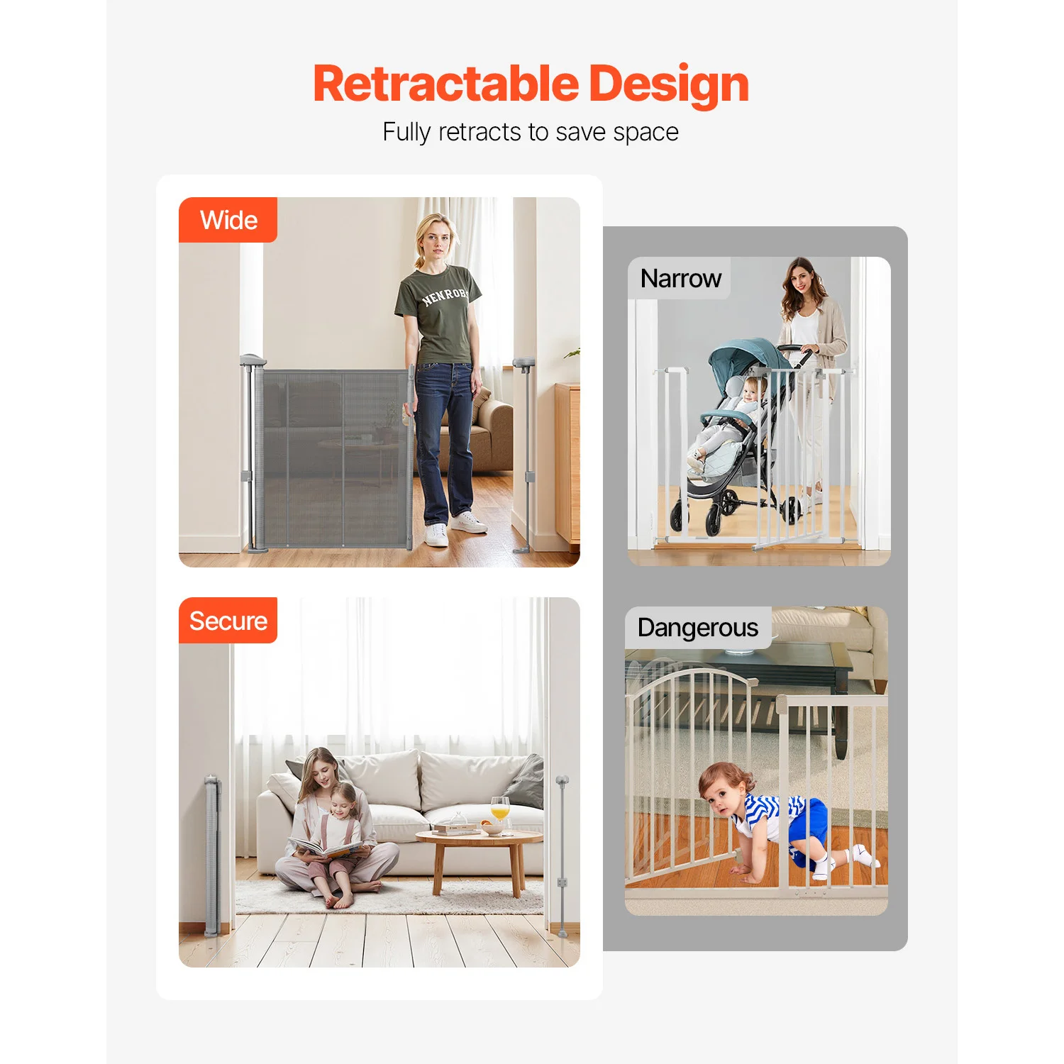 Retractable Baby Gate 34in Tall, Extra Wide Safety Gate - Image 4