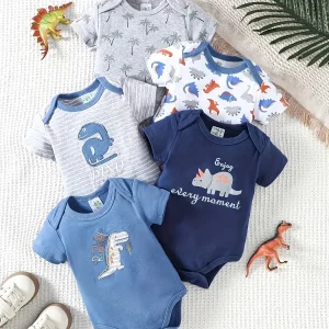 5pcs Baby Boy Triangle Rompers - Thumbnail Image 2