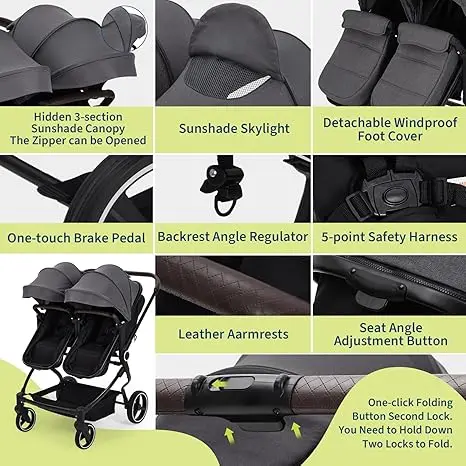 Lightweight Double Stroller for Newborn & Toddler - Image 6