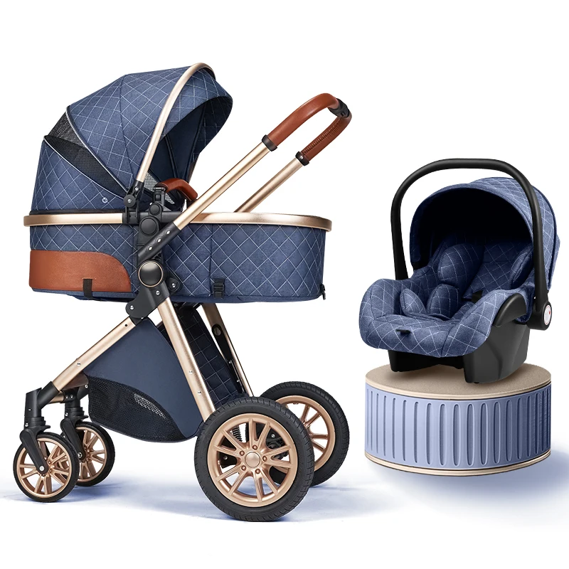 Luxury Baby Stroller 3 in 1 High Baby Cart - Image 4