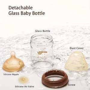 4/8oz Wide-Neck Borosilicate Glass Baby Bottles - Thumbnail Image 4