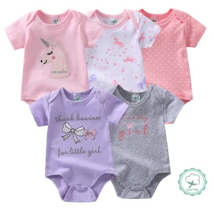 5-Pack Girls' Short-Sleeve Cotton Bodysuits