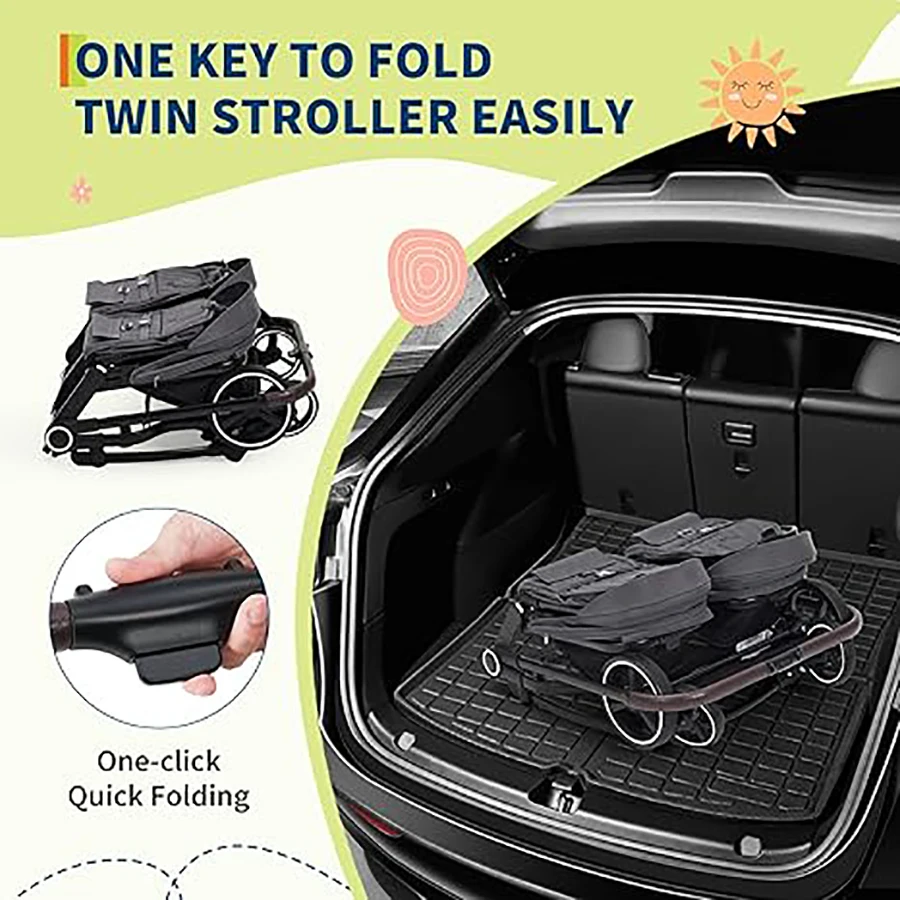 Lightweight Double Stroller for Newborn & Toddler - Image 7
