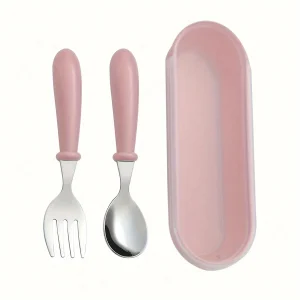 3-Pc Stainless Steel Baby Spoon & Fork Set - Thumbnail Image 5