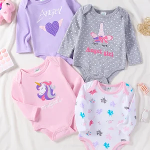 4pcs Baby Girls Long Sleeve Bodysuits - Thumbnail Image 2