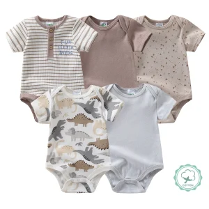 5pcs Newborn Baby Boy Short Sleeve Bodysuits