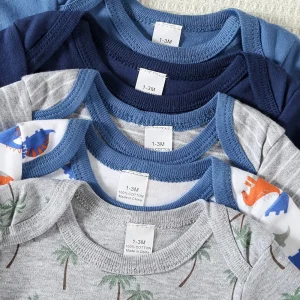 5pcs Baby Boy Triangle Rompers - Thumbnail Image 4