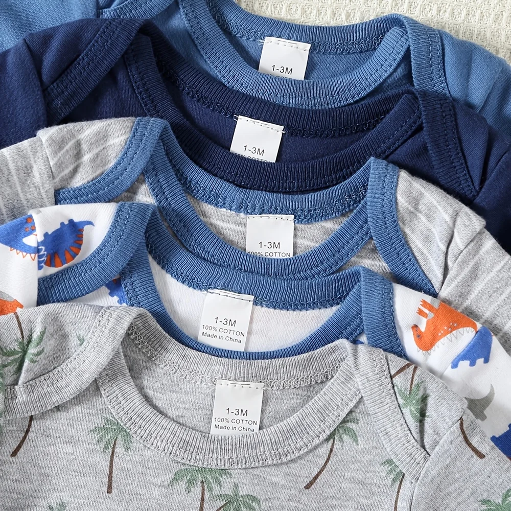 5pcs Baby Boy Triangle Rompers - Image 4