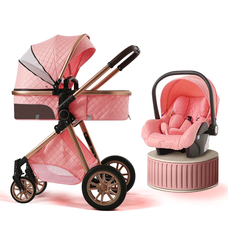 Luxury Baby Stroller 3 in 1 High Baby Cart - Image 3